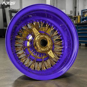 Jantes NJQS à rayons 13x7 100 droites / 72 croisées violettes - Product Image 1