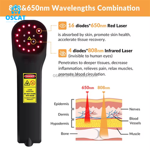OSCAT <span class=keywords><strong>Laser</strong></span> terapi fisioterapi, dapat digunakan kembali 650nm <span class=keywords><strong>808nm</strong></span> untuk anjing lengan lutut pergelangan tangan pereda nyeri Siku Tenis - Product Image 6