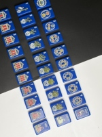 Jeu de Mahjong avec 160 tuiles en acrylique brillant bleu cobalt, motif Pavillon en porcelaine, pour le jeu et l'exposition