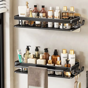 Mur en acier inoxydable <span class=keywords><strong>marbre</strong></span> aluminium stockage en bois verre coin organisateur support salle de bain étagère pour salle de bain - Product Image 6