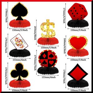 Centres de table en papier nid d'abeille sur le thème du poker et du casino pour la décoration des tables de fête (vente en gros) - Product Image 5