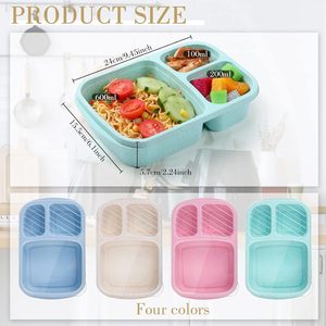 Three Compartment Lunch Box <b>Microwave</b> Safe Square Bento Box For Students And Household Food Storage - Product Image 2