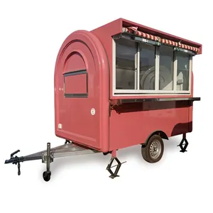 挪威流行ce证明热卖定制旅行拖车玻璃纤维绉纱披萨冰淇淋蛋糕展示食品拖车食品推车