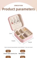 Mini boîte à bijoux de voyage en cuir PU de luxe, nouvelle mode, portable, logo personnalisé, organisateur à fermeture éclair, motif carré