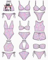 Maillots de bain pour femmes, ensemble bikini trois pièces, jupe sarong, haut triangle à col halter, polyester extensible, vêtements de bain