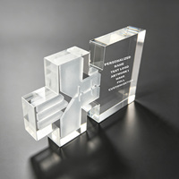 Trofeo de Cristal de Doble Panel con Cruz Médica Neelpure 186490, con Patrón Personalizado Grabado con Láser