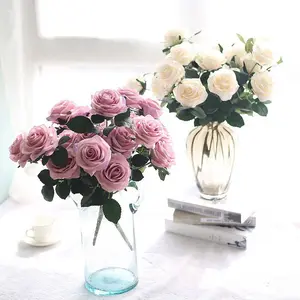 LFR081室内家居装饰人造丝玫瑰花丛高品质人造花花束
