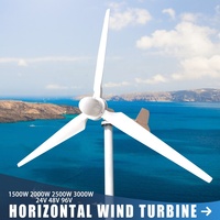 Éolienne horizontale 3KW 48V 96V 220V pour système d'alimentation domestique, générateurs AC, éoliennes