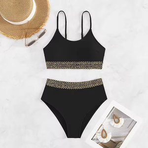 Nuevo Traje de Baño de Dos Piezas de Color Sólido, Bikini Sexy con Cuello Halter y Cintura Alta para Mujer - Product Image 6