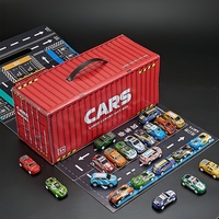 Boîte de rangement pour jouets classiques, collection de 48 mini voitures miniatures en métal, conteneur, voitures en étain à tirer en arrière, club de course en alliage, plastique, transport