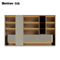 Armoire de rangement de bureau moderne et pratique en panneaux de particules haute densité de qualité E0, avec plusieurs portes à charnières et tiroirs