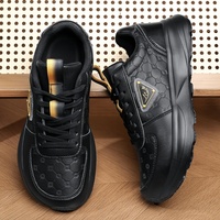 Chaussures décontractées pour hommes, fabriquées en usine, noires, personnalisées, avec logo, rehaussantes, imperméables, antidérapantes, en maille, semelle intermédiaire en EVA