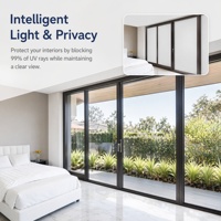 Film intelligent PDLC 88% 92% 96% VLT pour porte en verre, idéal pour la maison, le bureau, la villa, les vitrines, les cloisons, offrant une protection UV et IR pour la confidentialité.