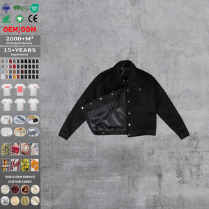 Veste en PU décontractée pour homme, streetwear d'automne, noire, lourdement brodée, fermeture éclair sur le devant, respirante, vêtement d'extérieur - Product Image 1