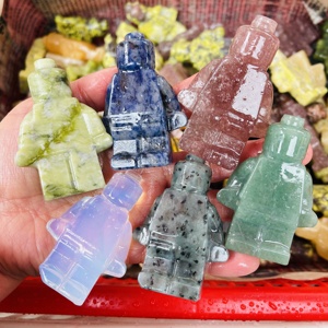 Robot <span class=keywords><strong>Lego</strong></span> en quartz sculpté à la main en pierres précieuses naturelles mélangées pour cadeaux et décoration - Vente en gros - Product Image 5