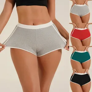 KRS010 nefes sportif tarzı orta bel ganimet şort sıkı Traceless pamuk kadınlar için Boyshorts külot kadın şort