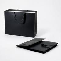Sac de transport en papier noir personnalisé avec design pliable pour le commerce de détail, les vêtements, les cosmétiques, les bijoux et les emballages cadeaux haut de gamme