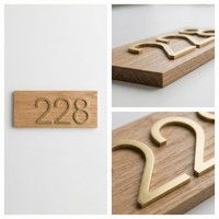 Plaque de numéro de chambre d'hôtel en bois de luxe, plaque personnalisée en métal et acrylique pour la signalisation des chambres d'hôtes