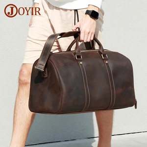 Dark Brown Durable Waterproof Duffle <b>Bag</b> Genuine <b>Leather</b> with Shoe Compartment 30-40L for <b>Men</b> & Women - Product Image 5