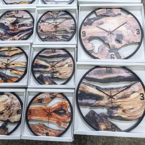 Bolide handmade gỗ Đồng hồ treo tường hiện đại màu đen kim loại khung sống cạnh thiết kế Thạch anh im lặng không thời gian phong cách mộc mạc cho phòng khách - Product Image 4