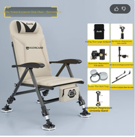 Chaise de pêche pliable multifonctionnelle en acier au carbone durable avec dossier et pieds réglables, légère et portable pour l'extérieur