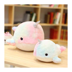 28cm carino colorato Narwhal peluche peluche bambola di pesce farcito cuscino morbido per neonate arcobaleno mare animale balena farcito giocattolo Narwhal - Product Image 1