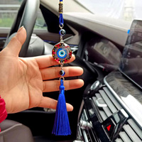 Pendentif de voiture ou de maison en alliage de zinc avec verre, motif œil bleu porte-bonheur, cadeau à suspendre pour voiture, vente en gros