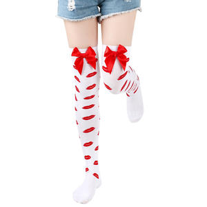 Cute Bow Lip Heart Patterned Mulheres's Over-Knee Long Socks para Festas dos Namorados - Product Image 4