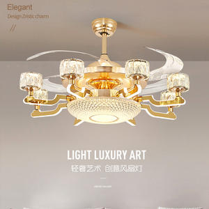 Nuevos faros invisibles para sala <span class=keywords><strong>de</strong></span> estar, candelabro para dormitorio y comedor, luces <span class=keywords><strong>de</strong></span> ventilador eléctrico <span class=keywords><strong>de</strong></span> cristal <span class=keywords><strong>de</strong></span> frecuencia variable Nórdica - Product Image 3