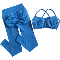 Pakaian Olahraga Set Gym Produsen Pakaian Olahraga Yoga Seamless Cross Back Bra V Waist Scrunch Butt Flare Leggings