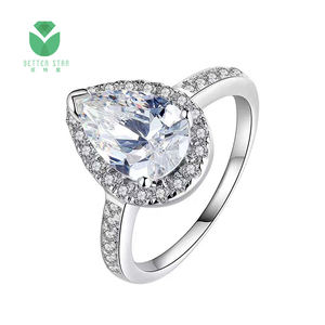 Betterstar IGI GIA gecertificeerde HPHT CVD VVS laboratorium gekweekte diamanten juwelen peer-vormige diamanten <span class=keywords><strong>ring</strong></span> massief gouden <span class=keywords><strong>ring</strong></span> verlovingsring dames - Product Image 2