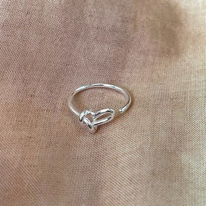 S925 Sterling Silver Knotted Heart <b>Ring</b> For Women Simple Minimalist Open Design Gift Jewelry - Product Image 1