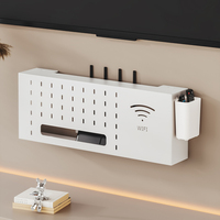 Boîte de rangement murale décorative pour routeur, sans perçage, gain de place, avec support pour télécommande et dissimulateur de câbles