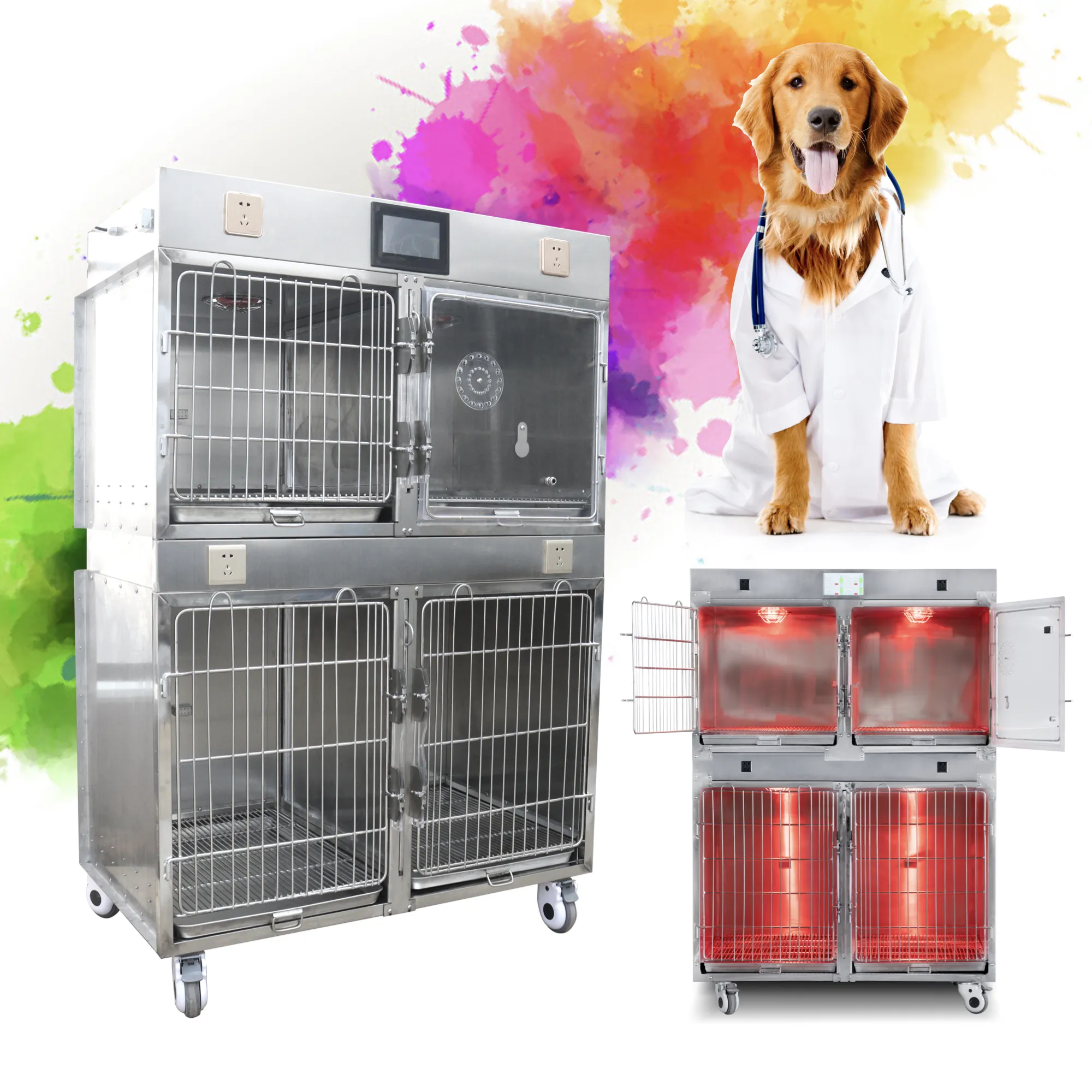Petsproofing équipement vétérinaire multifonction 304 instrument en acier inoxydable grande clinique vétérinaire chien animaux cages à vendre