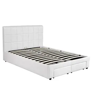 Willsoon Factory price king size double design wooden leather bed frame with storage Ottoman bed with drawers