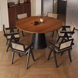 Extendable Solid Wood <b>Dining</b> <b>Table</b> Square To Round Convertible Multipurpose For <b>Dining</b> Room - Product Image 4