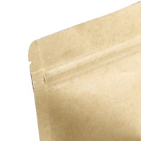 Sac en papier kraft brun nature emballage de poudre de thé à café doublé de papier d'aluminium pochettes debout en papier kraft uni refermable