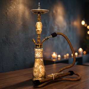 Chicha Farida de luxe égyptienne avec finition laquée marbrée, plateau lourd, vase design, ensemble 1 tuyau assorti, tige en acier inoxydable pour fumer la chicha - Product Image 6