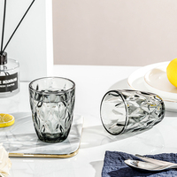 Verre à boire QinXiang en verre sodocalcique pressé à la machine, 276 ml, grand motif diamant en relief, coloré, compatible lave-vaisselle