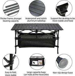 HISPEED Custom Outdoor Lightweight 90x60 Aluminum Picnic <strong>Table</strong> IGT Wood Grain Roll <strong>Foldable</strong> <strong>Camping</strong> <strong>Table</strong> with Carry Bag - Product Image 3