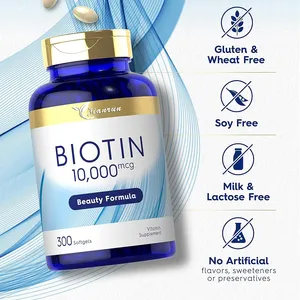 Private Label Vegan Hair Growth Nail Skin Improve Biotin 10000mcg Collagen Softgel Capsules Skin Biotin Capsule