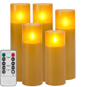 <span class=keywords><strong>Bougie</strong></span> pilier LED sans flamme à télécommande, alimentée par piles, effet vacillant avec finition givrée, idéale pour la décoration intérieure - Product Image 1