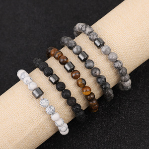 QUSEDINY Gelang Batu Alam Lava Manik-Manik Tiger Eye <span class=keywords><strong>Magnet</strong></span> 8mm Terbaru Laris Manis Grosir untuk Pasangan - Product Image 3