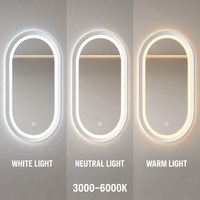 Miroir de maquillage LED ovale moderne avec cadre en alliage d'aluminium, garantie de 2 ans pour les commandes en gros
