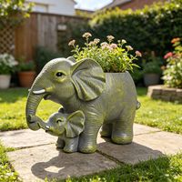 Figurine en résine éléphant mère et bébé, texture vintage, animal familial chaleureux pour décoration de table intérieure