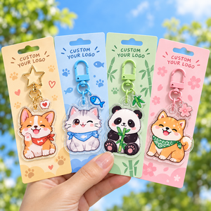 Llaveros Acrílicos de Dibujos Animados, Diseños de Perros, Gatos y Pandas, Adornos Coloridos, Clips Ligeros, Recuerdo, OEM, ODM - Product Image 2