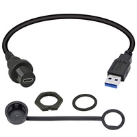 Étanche USB 3.0 à USB C femelle câble montage sur panneau prise filetage câble d'extension avec couvercle