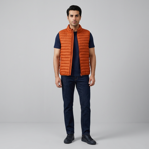 2025 Premium Design Sleeveless Winter Puffy <b>Canvas</b> <b>Jacket</b> <b>Men</b> OEM Classic Work High Quality Stand Collar Front High Street - Product Image 1