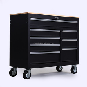 Chariot à outils en métal noir <span class=keywords><strong>pas</strong></span> <span class=keywords><strong>cher</strong></span>, chariot à outils industriel à roulettes avec 8 tiroirs, chariot à outils mobile industriel - Product Image 2