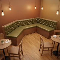 Ensemble de canapés en cuir contemporain haut de gamme et durable pour restaurants et boîtes de nuit, banc d'angle vert
